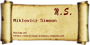 Miklovicz Simeon névjegykártya